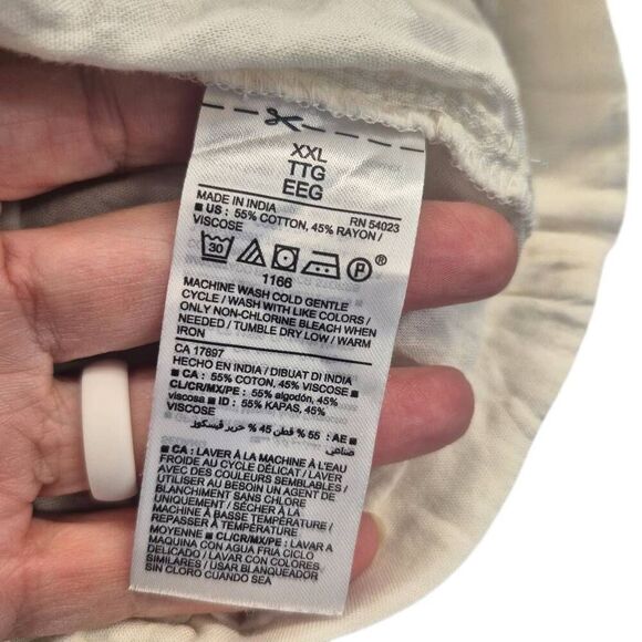 Old Navy Women's Ivory Cotton/Rayon Long Sleeve Prairie Pioneer Shirt w Buttons - Picture 10 of 10